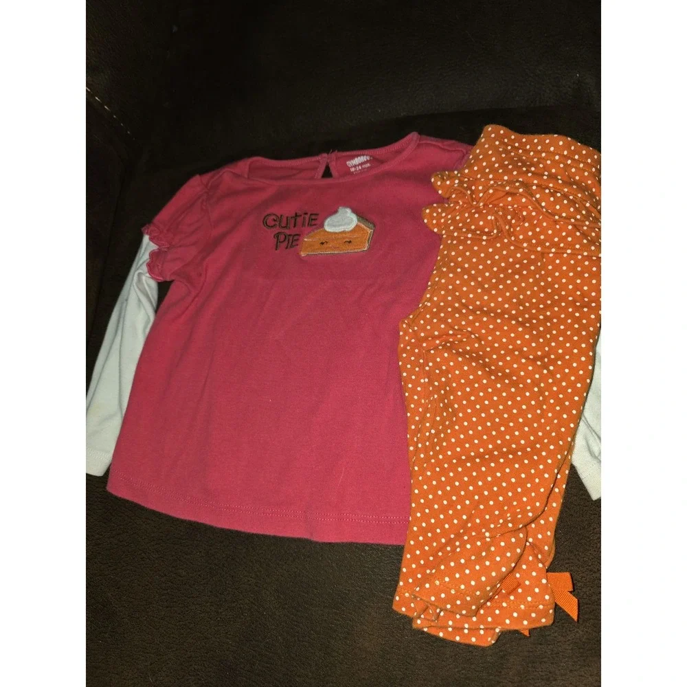 Gymboree cutie pie pumpkin pie top 18 24 months orange leggings fall Halloween
